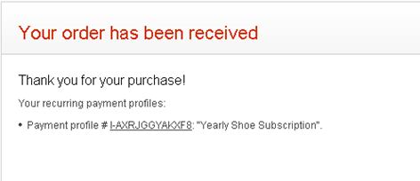 Magento wiederkehrendes Profil Bestellbestätigung