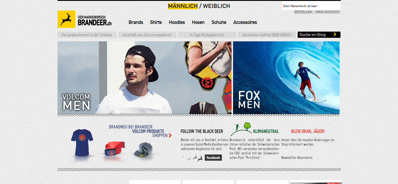 Ein Stylischer Modeshop, bei dem man gerne einkauft, Web: http://www.brnadeer.ch