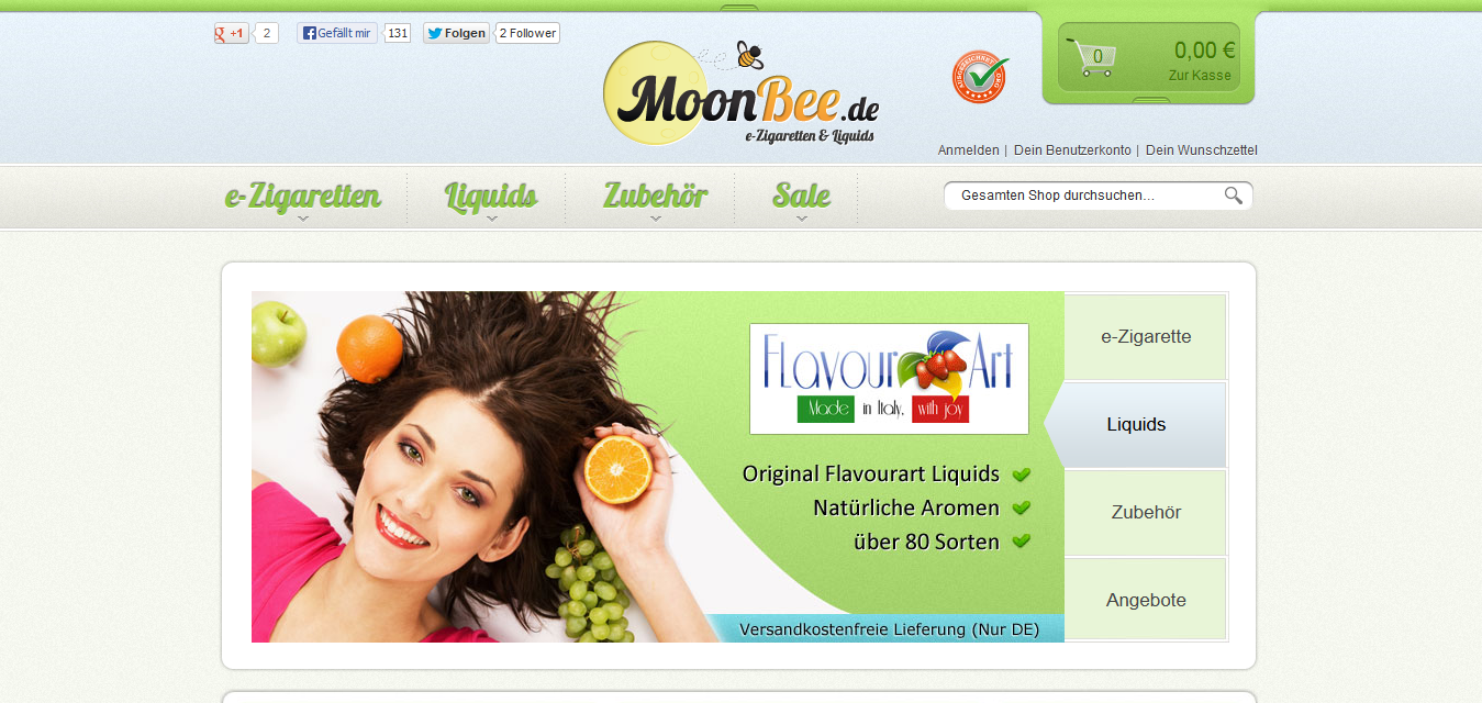 Onlineshop für E-Zigaretten und Liquids, Web: http://www.moonbee.de